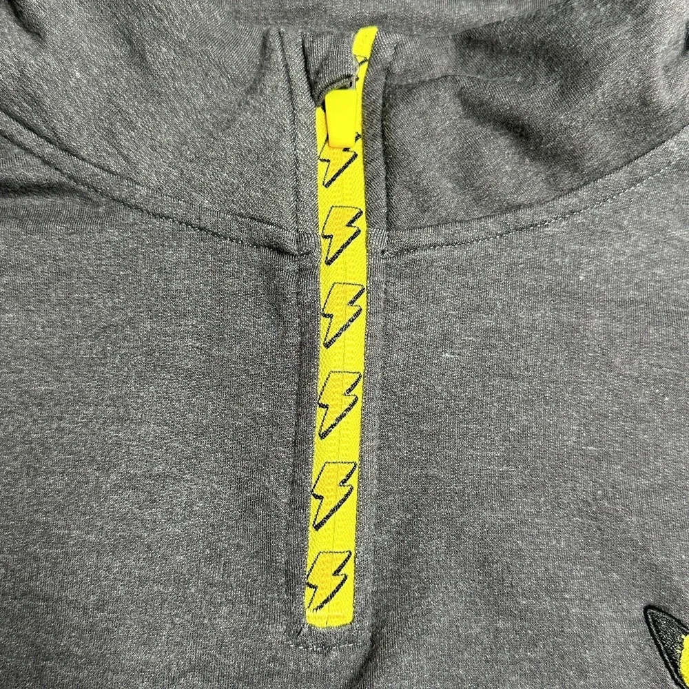 Pokemon Pikachu Sweater Gray Long Sleeve Unisex S Embroidered Logo Bolt Zipper - Picture 6 of 11